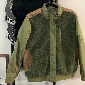 Shearling Teddy & Nylon Bomber Jacket